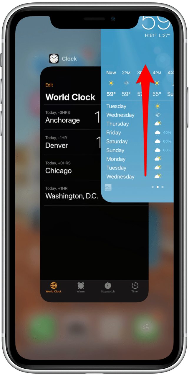 Desliza hacia arriba una aplicación en App Switcher para cerrarla