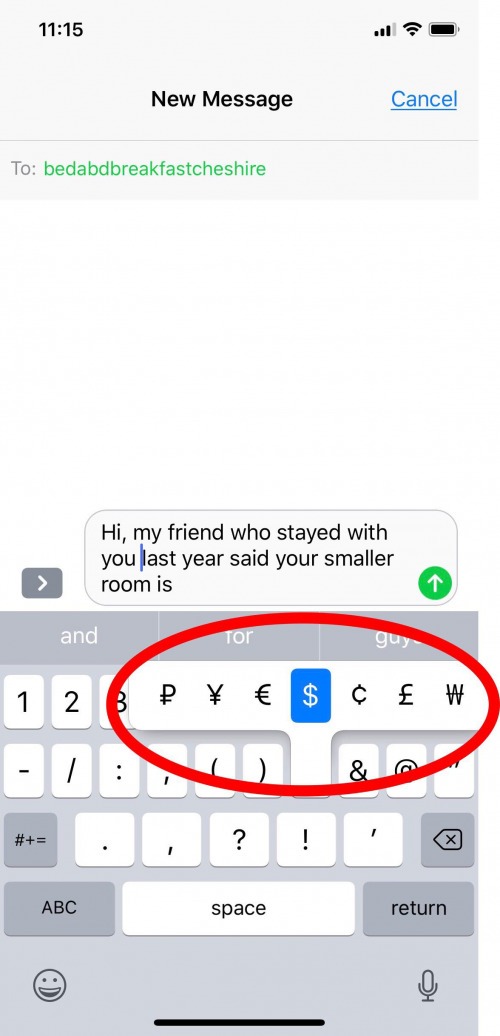 cómo escribir el símbolo de libra iphone