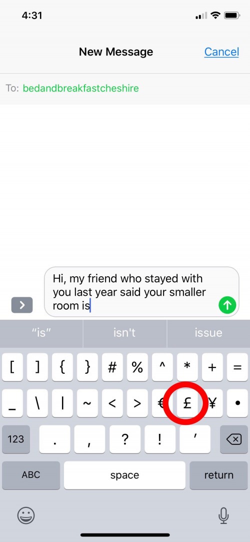 ¿Dónde está el símbolo de la libra en el iphone?