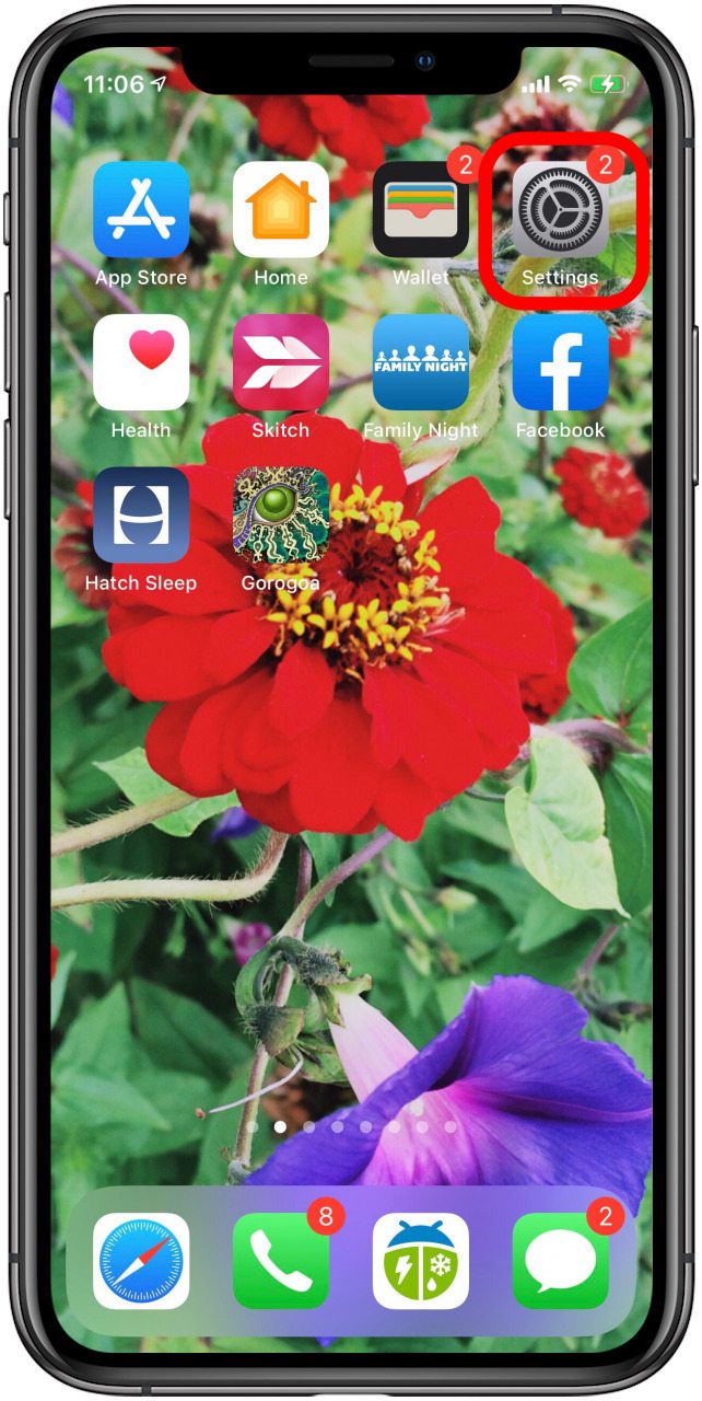 aplicación de configuración de iphone