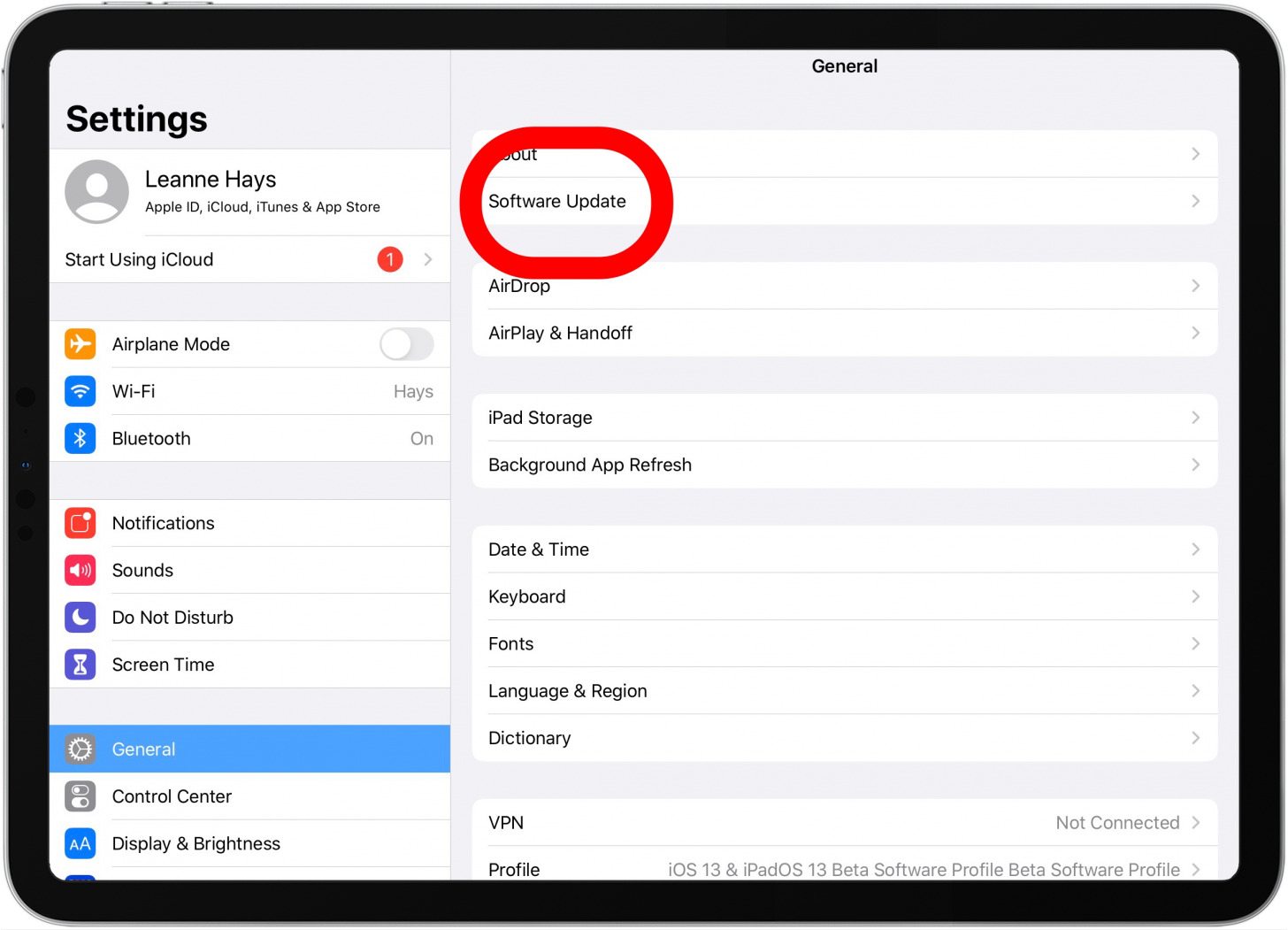 actualización de software ipad