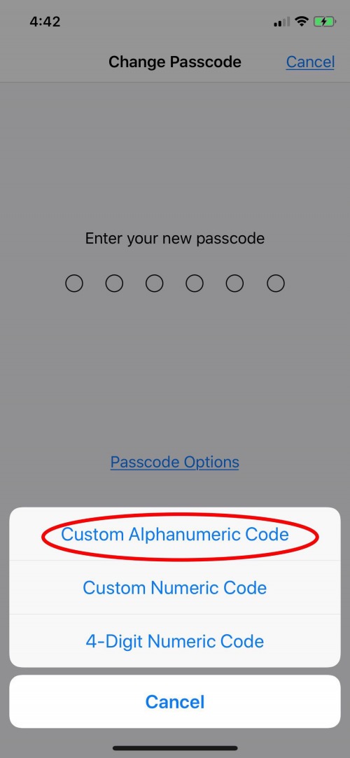 cómo configurar un código alfanumérico en el iphone