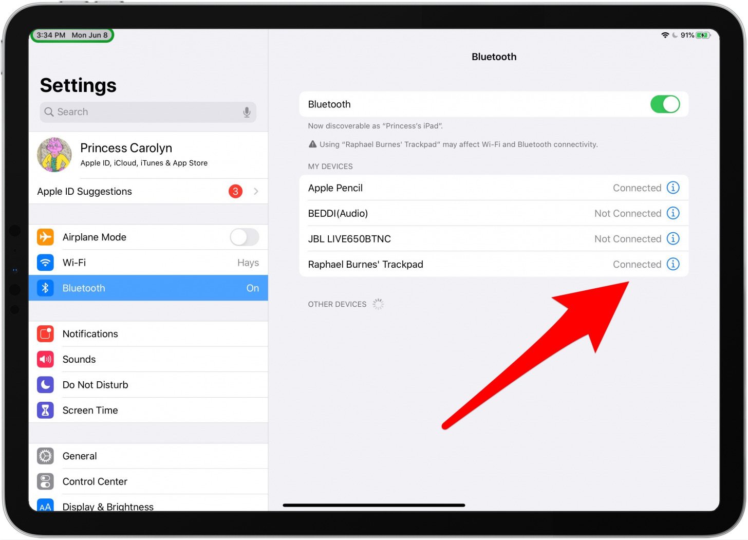 emparejar un trackpad bluetooth con el ipad