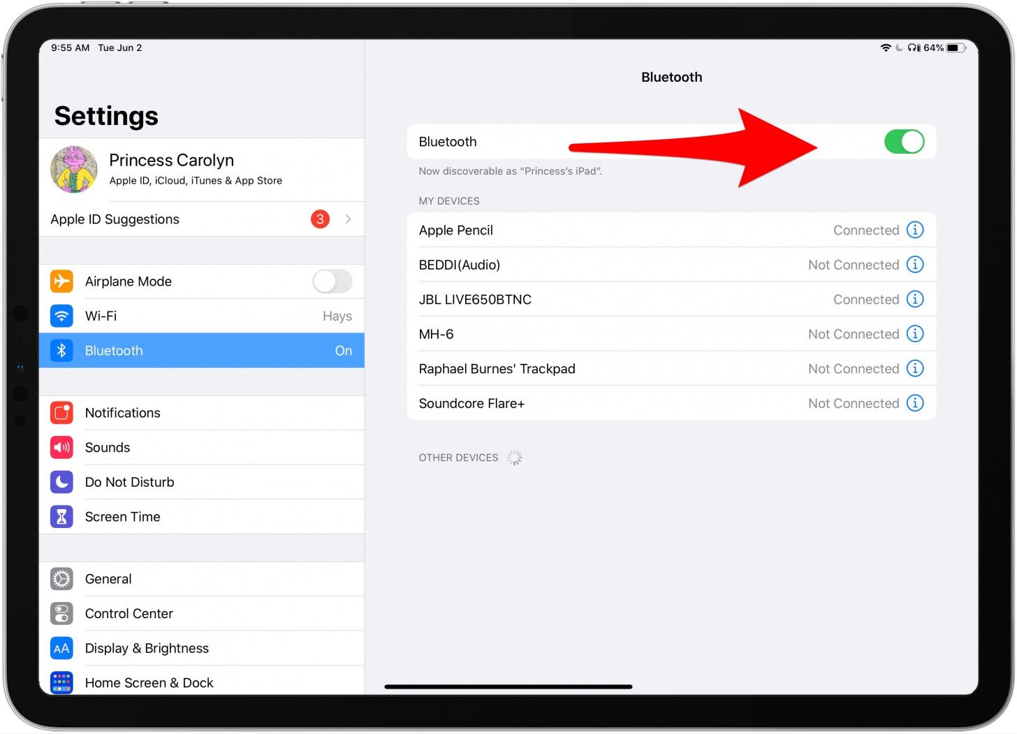 configuración de ipad bluetooth