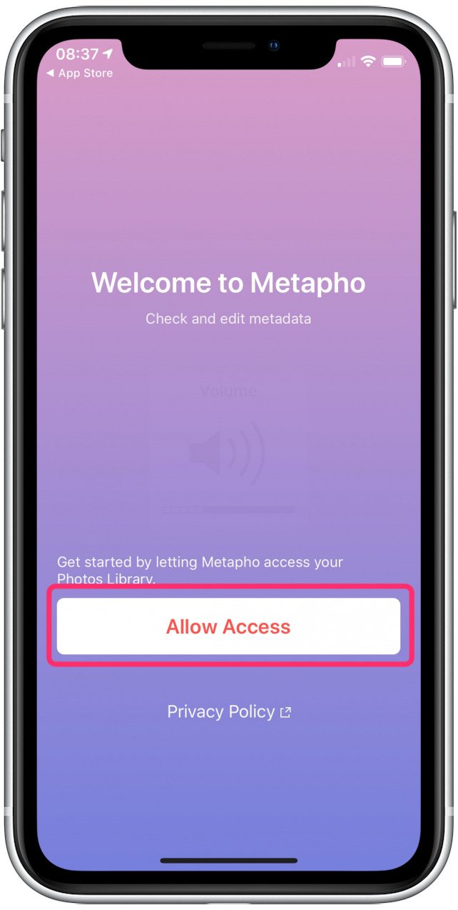 Una imagen de la pantalla de instalación de la aplicación metapho