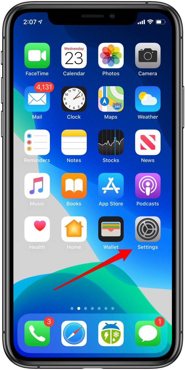 abrir la configuración del iphone