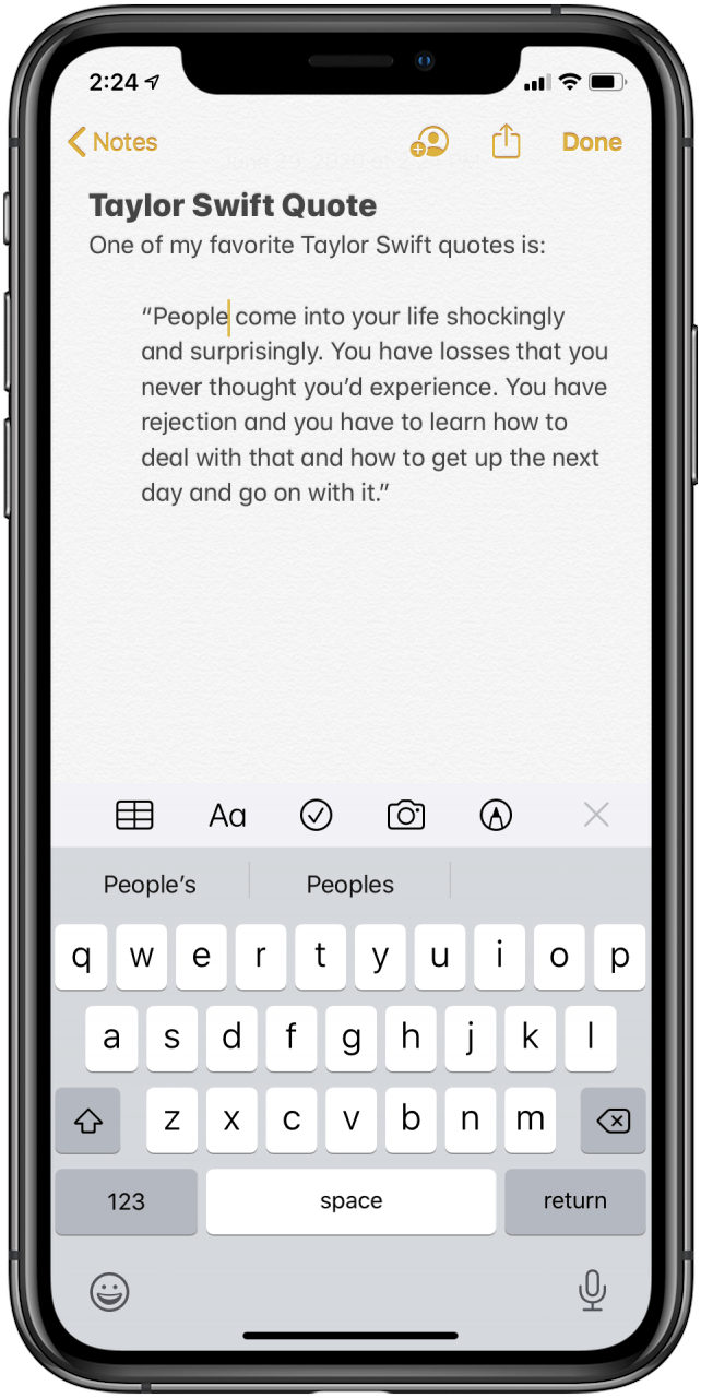 Cómo tabular en el teclado de un iPhone