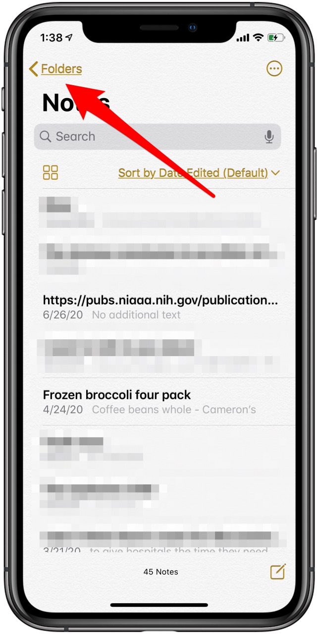 toque el cursor para ir a Carpetas