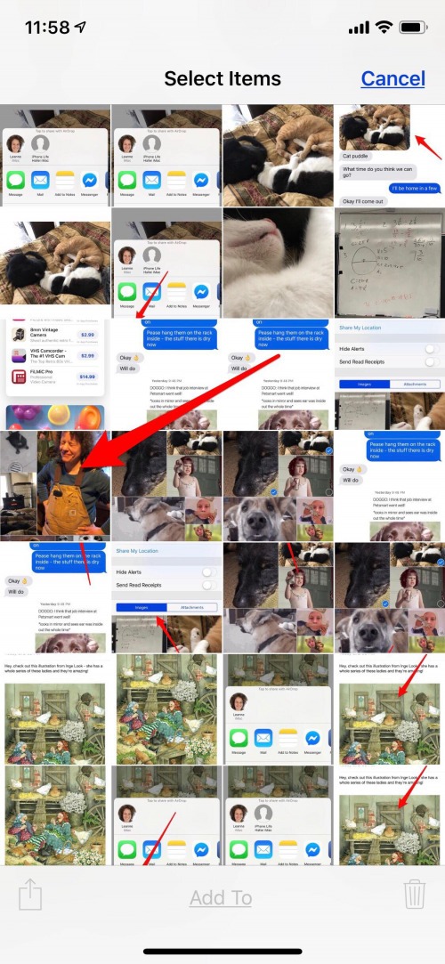 choose a photo to share on iPhone
