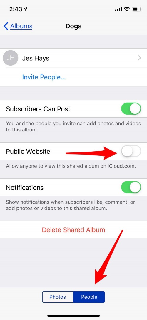 how to share album with android user