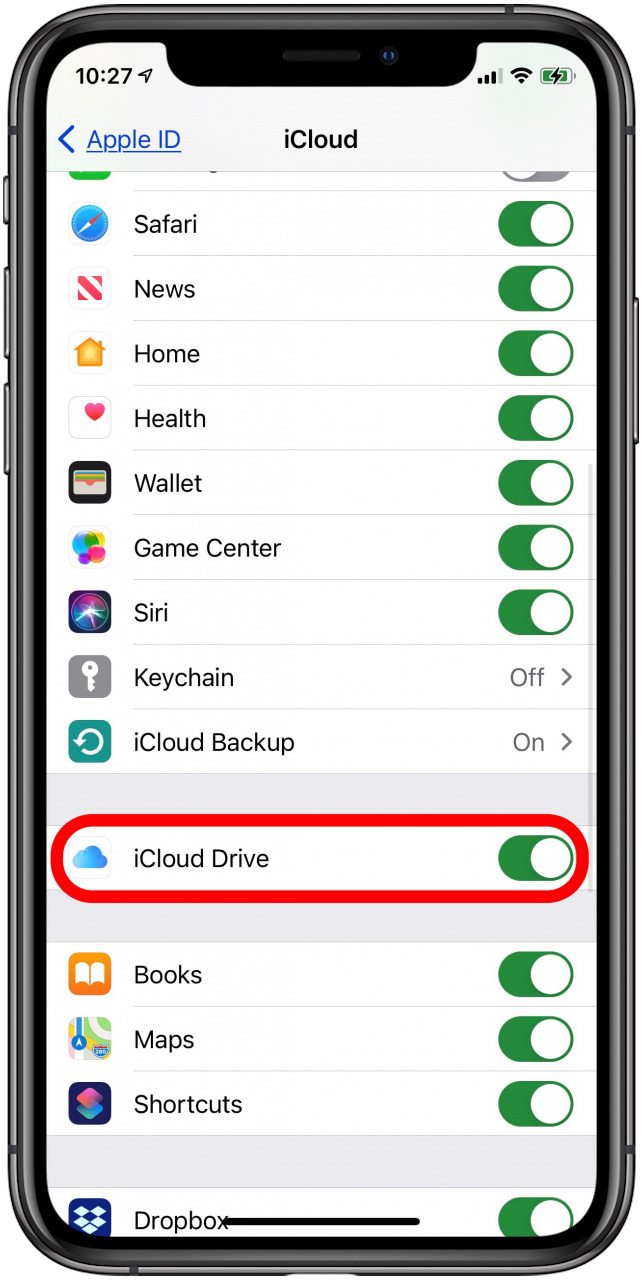 alternar en icloud