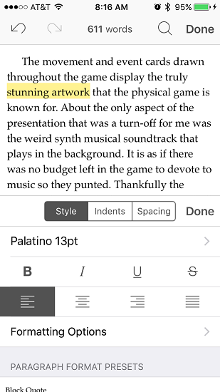 Formateo de iPhone de Scrivener