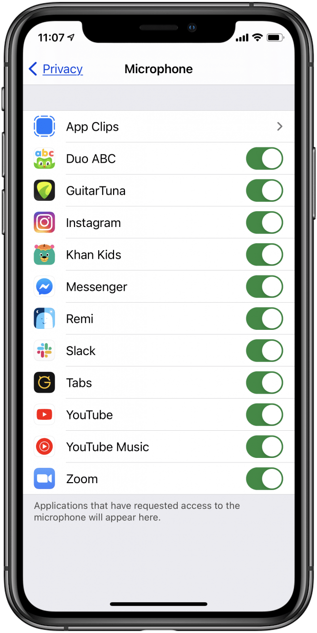 configuración del micrófono del ipad y del iphone por aplicación