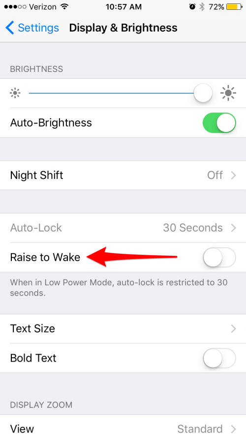 Cómo deshabilitar Raise to Wake en iOS 10 en iPhone