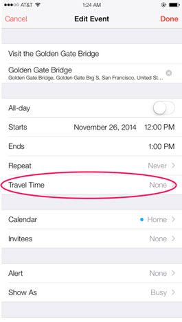 Integrar el tiempo de viaje en los eventos del calendario
