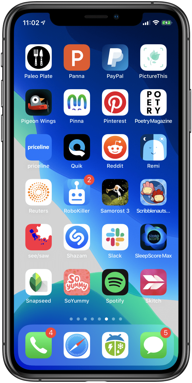 pantalla de inicio de iphone