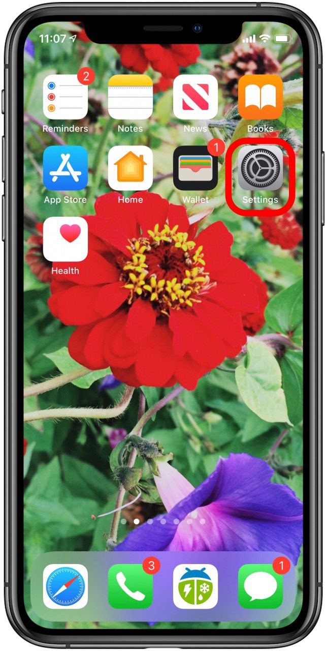 aplicación de configuración de iphone