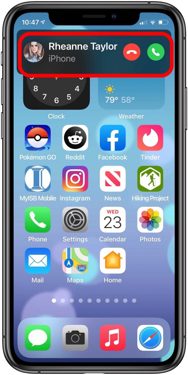 toca la notificación de llamada